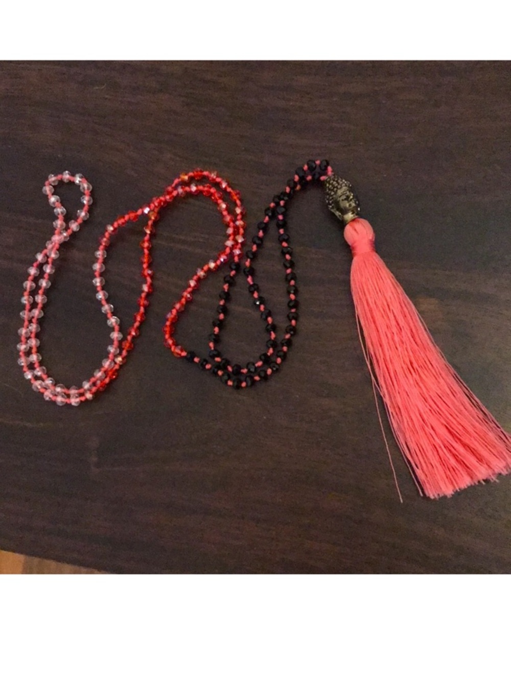 Beaded Tassel Buddha Head Necklace